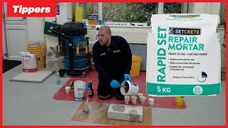 How To Use Setcrete Rapid Set Repair Mortar Concrete  Tippers [upl. by Niad]