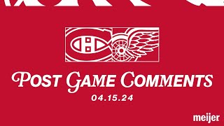 Lucas Raymond JT Compher Derek Lalonde Post Game Comments  April 15 vs MTL [upl. by Adnuhsat]