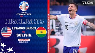 HIGHLIGHTS  Estados Unidos vs Bolivia  Copa América 2024  J1  TUDN [upl. by Endres314]