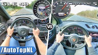 Mercedes GLE 43 AMG vs Porsche Cayenne S  ACCELERATION TOP SPEED amp AUTOBAHN POV by AutoTopNL [upl. by Pedaiah499]