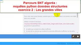 Parcours SNT algoréa Requêtes Python données structurées exercice 2 [upl. by Jecon]