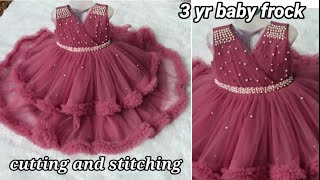 Trending 2 layer cindrella frock cutting and stitching3 yr baby frockparty wear dress [upl. by Airotcivairam]