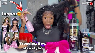 Doing a viral Bow Hairstyle on my natural nappy hair [upl. by Miuqaoj]