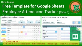 FREE Template Google Sheet Employee Attendance Tracking Type R version 10 [upl. by Chapell]