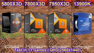 5800X3D vs 7800X3D vs 7950X3D vs 13900K  RTX 4090  Test in 11 Games  QHD2560x1440 [upl. by Cutty512]