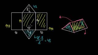 Určení povrchu pomocí sítě tříboký hranol  Geometrie  Matematika  Khan Academy [upl. by Ecyt572]