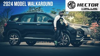 2024 MG Hector Plus Detailed Walkaround Review  Interior Exterior Walkthrough [upl. by Trillby]