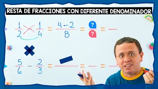 Resta de fracciones con diferente denominador fracciones heterogéneas [upl. by Ayortal427]