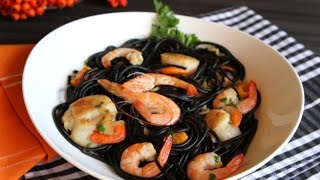 Recipe of Squid Ink Pasta With Shrimp and Scallops [upl. by Haff]