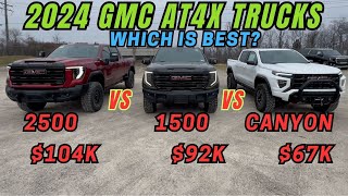 2024 GMC AT4X AEV Comparison 1500 vs 2500HD vs Canyon Gas vs Diesel which is the best model at4x [upl. by Sweeney]