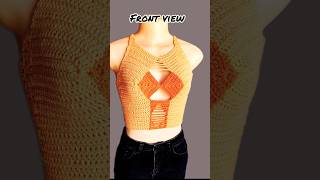 Crochet simple halter topnew pattern tutorial diyfashioncrochettophaltertopfyptrendingshorts [upl. by Ayoted]