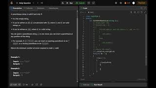 921 Minimum Add to Make Parentheses Valid  C  Simple and easy explanation  DSA [upl. by Essinger]