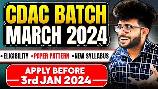 CDAC March 2024 New Batch Announced  Exam Date  Eligibility  Booklet  Online or Offline [upl. by Einaled]