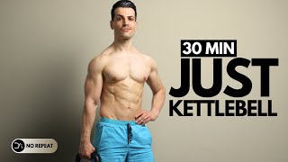 30 Min COMPACT FULL BODY KETTLEBELL Workout  No Repeat  No Jump [upl. by Adamik915]