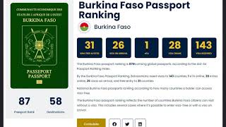 Authority Burkina Faso Passport Ranking 2022  How Powerful is Burkinabe Pass [upl. by Loresz]