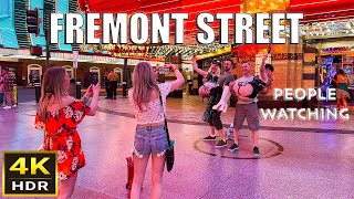 Fremont Street Las Vegas  People Watching  April 2024 [upl. by Aiekam284]