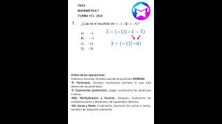 PAES Matemáticas 1  Pregunta 1  FORMA 113  2024 education pdt psu educacionchile [upl. by Neely]