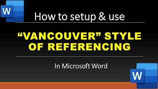 How to Reference Vancouver Style in Word  Vancouver style of referencing in MSWord [upl. by Onitselec533]