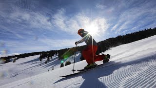 For the Love of the Turn  Telemark Skiing on perfect groomers at Vail [upl. by Ailb]