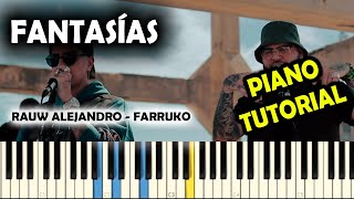 Rauw Alejandro Farruko  Fantasías Unplugged PIANO TUTORIAL  ACORDES  COVER [upl. by Enner394]