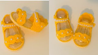 Sandalias para bebe tejidas a crochet  3 a 6 meses  paso a paso  PATRÓN DE CROCHET [upl. by Araes]