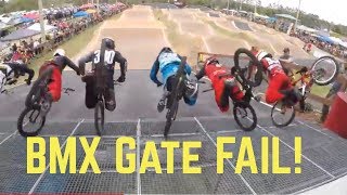 Elite Men BMX Gate FAIL Everyone Crashes [upl. by Jany]