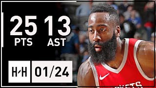 James Harden Full Highlights vs Mavericks 20180124  25 Pts 13 Ast  201718 NBA Season [upl. by Uolymme]