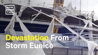 Storm Eunice Rips Open Roof of O2 Arena in London Shorts [upl. by Tiffy933]