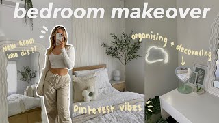 EXTREME bedroom makeover pinterest inspired aesthetic  new furniture amp decor [upl. by Sirtaeb]