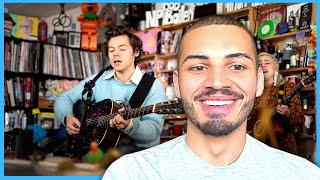 FIRST TIME HEARING HARRY STYLES  NPR Music Tiny Desk Concert REACTION [upl. by Rysler201]