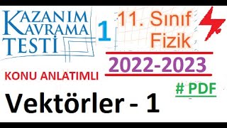 11 Sınıf  Fizik  MEB Kazanım Kavrama Testi 01  Vektörler 1  PDF  OGM  AYT Fizik  2022 2023 [upl. by Ahsyek]