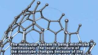 Interactive molecular modeling  Closing a carbon nanotube in SAMSON [upl. by Capwell]