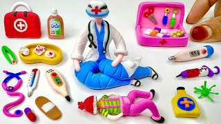 DIY How to Make Polymer Clay Miniature Doctor set Doll doctor  Mini Medical Kit  Clay creations [upl. by Airal781]