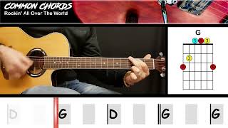 Rockin All Over The World  Status Quo  EASY GUITAR CHORDS  Common Chords [upl. by Stephenie]