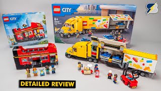 LEGO City 60440 Yellow Delivery Truck amp 60407 Red DoubleDecker Sightseeing Bus detailed review [upl. by Nomzed]