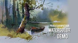 Easy watercolor landscape  watercolor for beginners [upl. by Heddie]