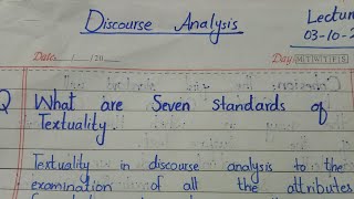 Seven Standard of textuality in discourse analysis  important question of Discourse analysis [upl. by Pyle]