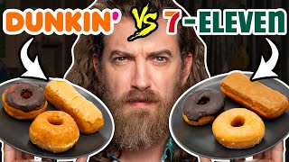 Dunkin vs 7Eleven Taste Test  FOOD FEUDS [upl. by Tengler]