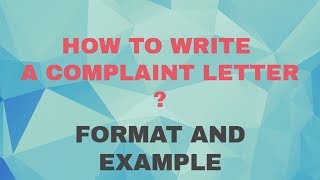 HOW TO WRITE A COMPLAINT LETTER  Formal Letter  Easy Learning With Himaal [upl. by Germaine]