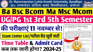 rmlau ug pg 1st 3rd 5th semester exam 202425 rmlau exam date 202425 rmlau exam center list 2024 [upl. by Duffy]