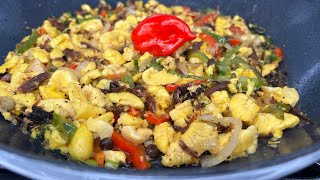 ACKEE amp RED HERRING JAMAICAN RECIPE  BREAKFAST or DINNER RECIPE [upl. by Aihsemak]