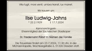 In Memoriam Ilse LudwigJahns 2221929  1772024 Mary in quotDer fliegende Holländerquot SOD 1988 [upl. by Feinberg]