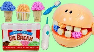 Feeding Mr Play Doh Head Play Foam Ice Cream [upl. by Einahpet]