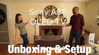 Sony A8F OLED TV Unboxing amp Initial Setup 2018 Model [upl. by Odawa]