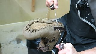 Making handmade hiking shoes  Making leather shoes [upl. by Arvy]