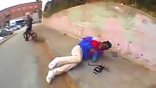 BMX Rider Jumps Over Bum and Hits his Head [upl. by Rezeile]