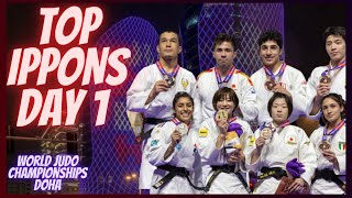 World Judo Championships Doha  DAY 1  TOP IPPONS amp Highlights  柔道 2023 [upl. by Anwahsed177]