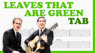 Leaves That Are Green  Simon amp Garfunkel  TAB Fingerstyle for Guitar [upl. by Reppiks]