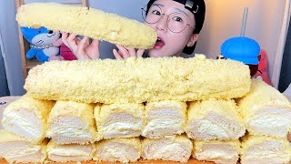 포슬포슬 화이트롤🤍 카스테라 생크림빵 디저트 먹방 Dessert Mukbang [upl. by Esertak544]