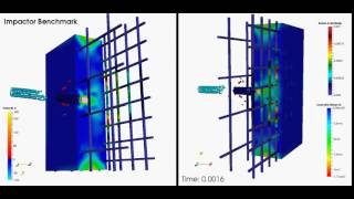 MSC Nastran Explicit Nonlinear  Ballistic Concrete with Rebars [upl. by Beaufort]